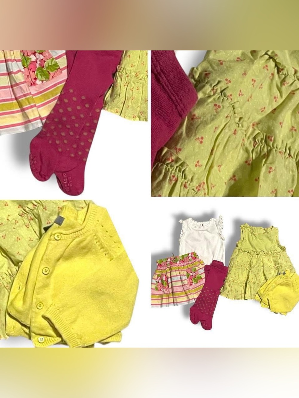 VTG 2000s Baby Gap Lime Green Floral Autumn Capsule Wardrobe Bundle 0-3M